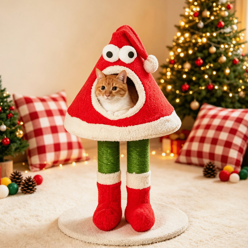 Arbre à chat à plusieurs niveaux pour chats d'intérieur, avec poteaux à griffer en sisal, lit douillet et moelleux, meuble stable pour chats de toutes tailles, rouge.