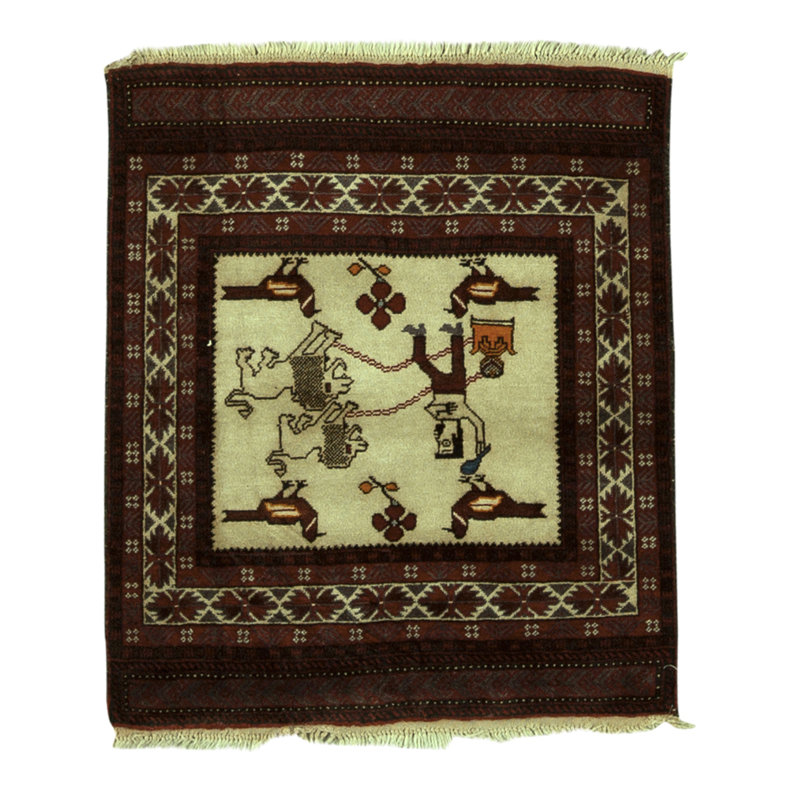 Hand-Knotted High-Quality Plum and Beige Area Rug