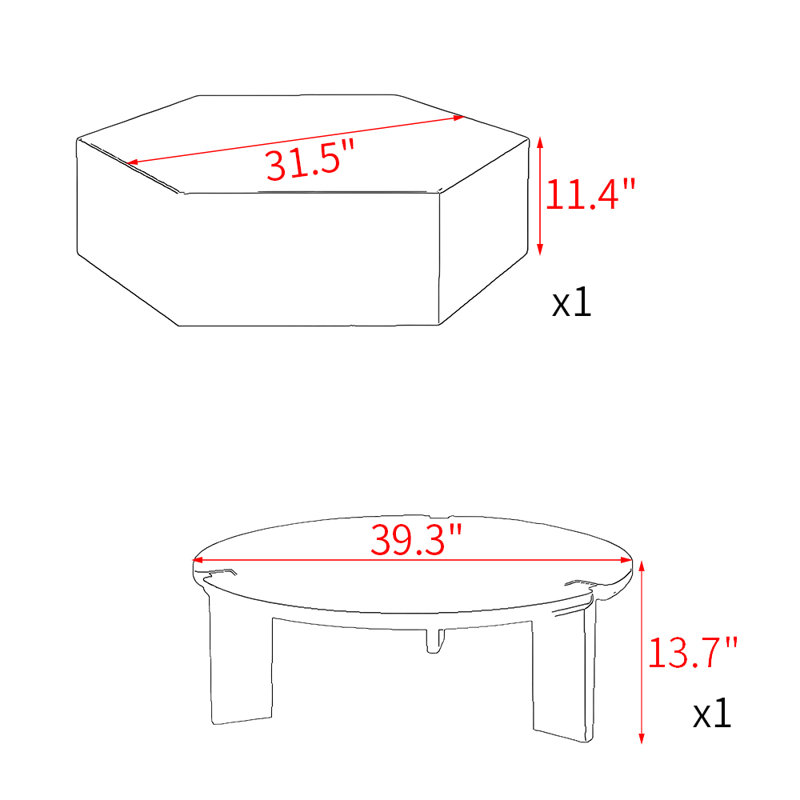 Barrasso, 13.7" H x 39.3" W x 39.3" D