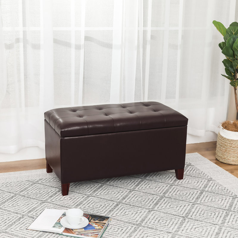 Banc de rangement pour repose-pieds Mogadore Home, Similicuir brun noyer