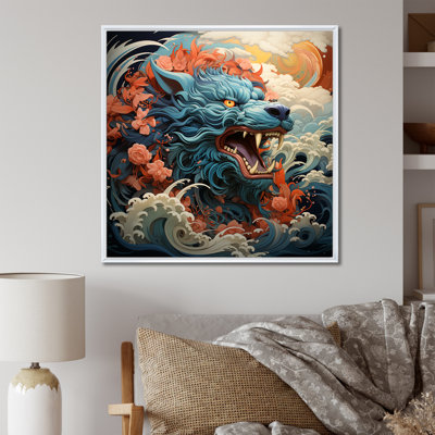 Dragon japonais sur la vague au large de Kanagawa IV - Dragons, art mural