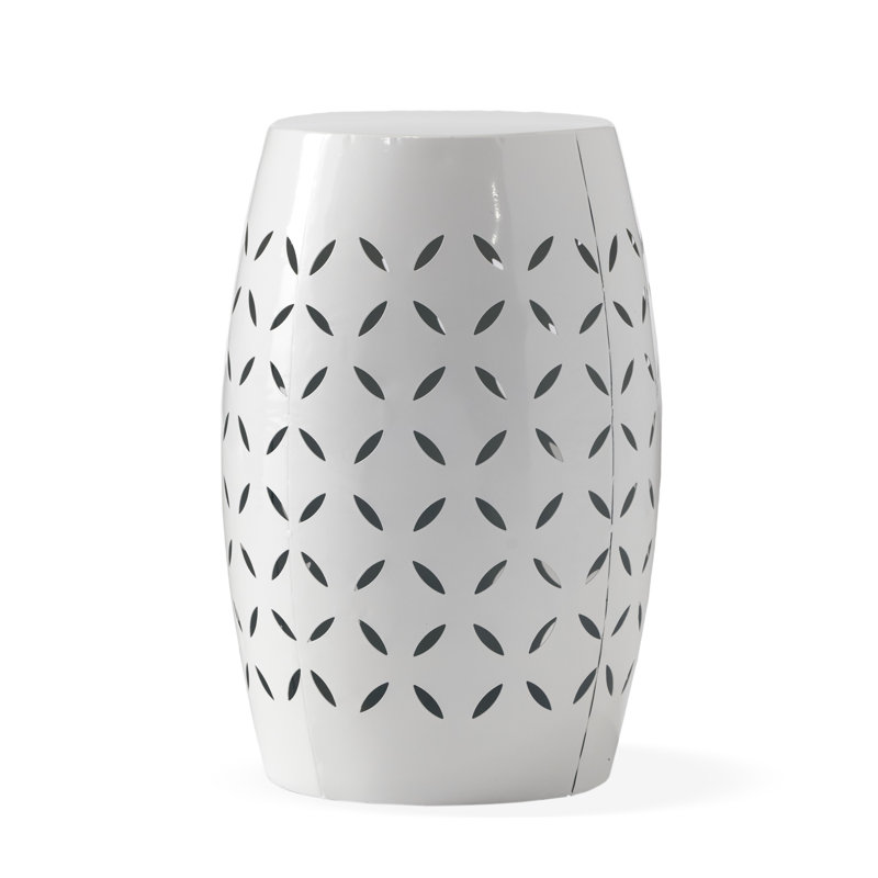 12" Accent Side End Table, Cylindrical, Industrial Style, For Living Room, Indoor/Outdoor, White | Gift Idea, White