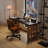 Black + Nut-brown Rectangular Solid Wood desk-93008971