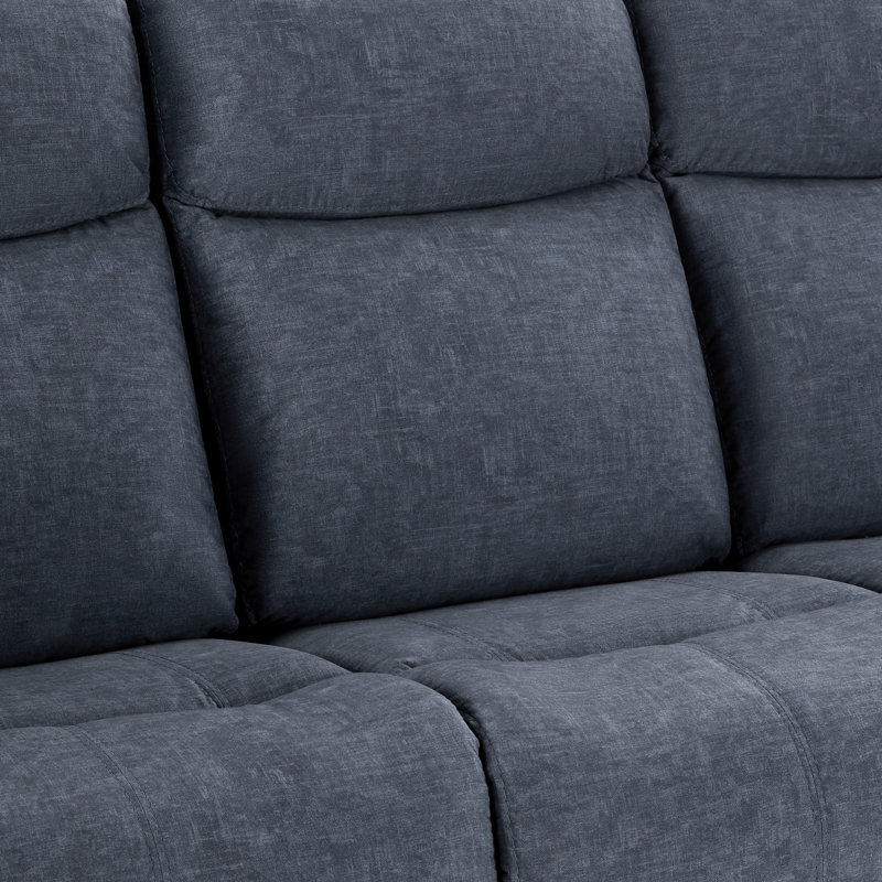 Canapé inclinable électrique à accoudoirs carrés 87,8 po Gia avec port USB, Velours denim Argo