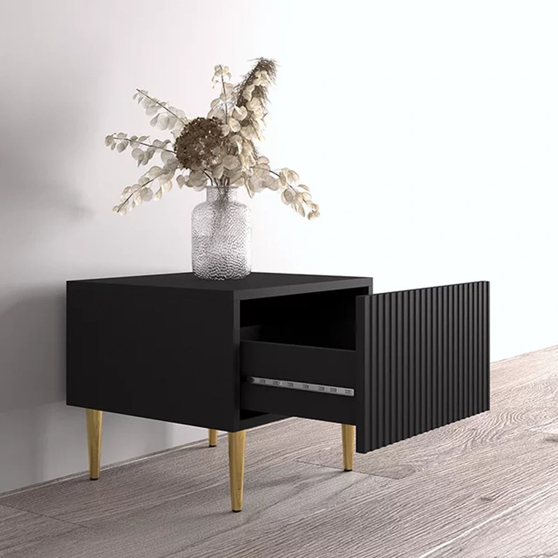 Ayan 15.7'' Tall 1 - Drawer Nightstand, Black