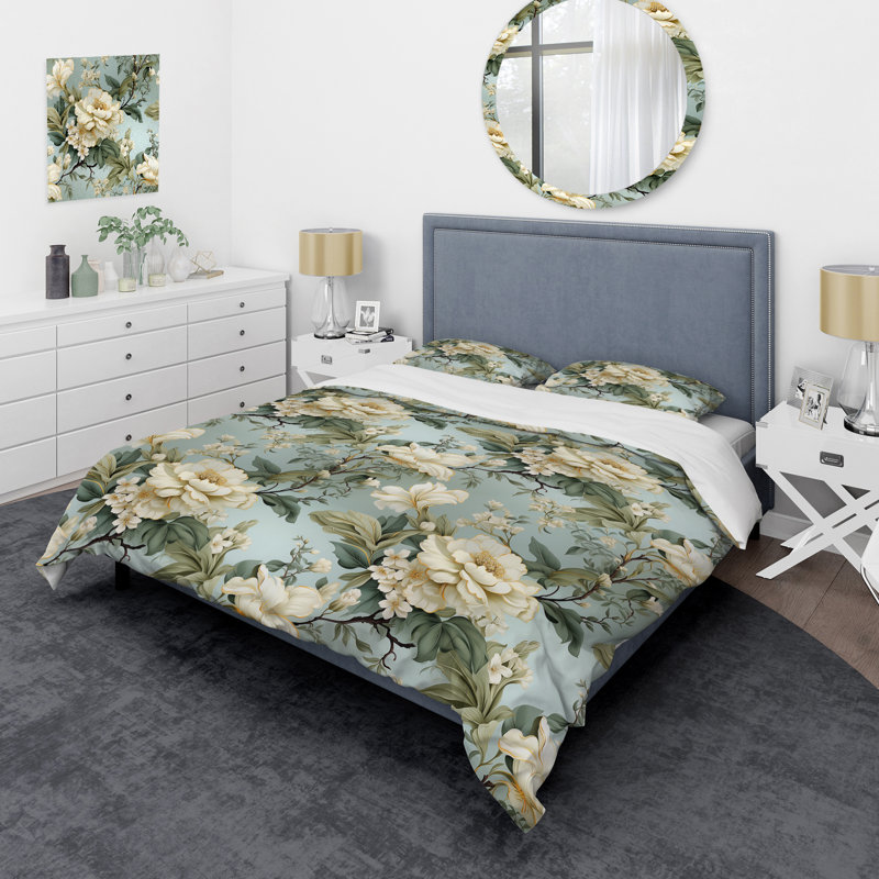 Ethereal Rococo Flourish Victorian Pattern XVIII Duvet Cover, King Duvet Cover + 2 King Shams