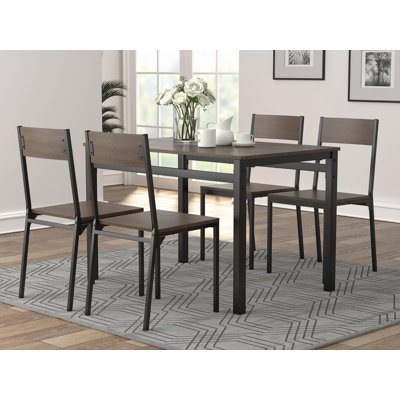 Luthor 5 - Piece Dining Set in Black and Brown by Red Barrel Studio