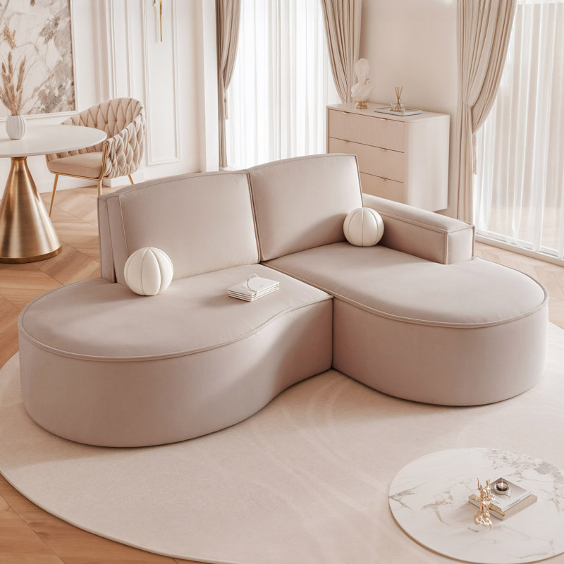 4 Seater Corner Sectional, Blush Pink, Right Hand Facing
