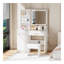 Bureau de maquillage avec miroir et lumières, coiffeuse blanche avec prise de courant et 3 modes d'éclairage, ensemble de coiffeuse avec tiroirs d'armoire et tabouret de rangement pour la chambre