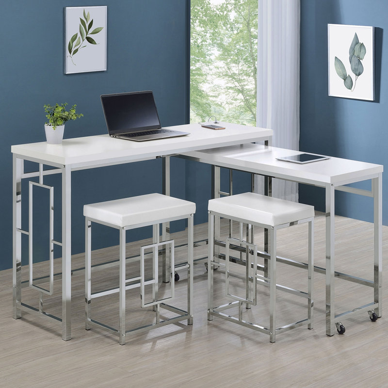 Table à hauteur de comptoir 4 pièces Laguna, 4 pièces: table, 3 chaises, H 36 po x l 55 po x P 18 po