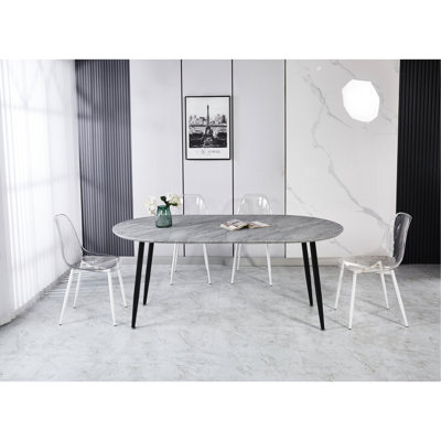Table extensible grise avec pieds en métal, idéale pour le bureau et la salle à manger - largeur de 38,57 po, hauteur de 28,76 po, processus d'assemblage simple