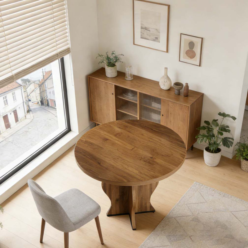 31.5 Inch Small Round Dining Table, Walnut