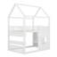 Lit mezzanine double avec lumières DEL, lit maison avec toit, fenêtre et bibliothèque de rangement-122653902