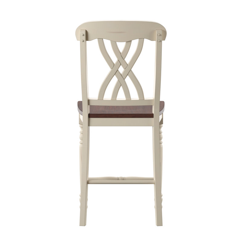 Tabouret de comptoir 24 po Annadiane, Siège cerise / cadre blanc antique