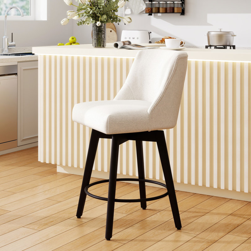 26'' Swivel Bar Counter Stool, Ivory