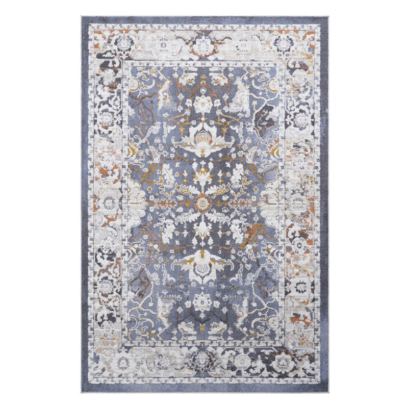 Tapis 5 x 7 sans perte de couleur bleue - idéal pour la salle à manger, la chambre à coucher et le style de vie