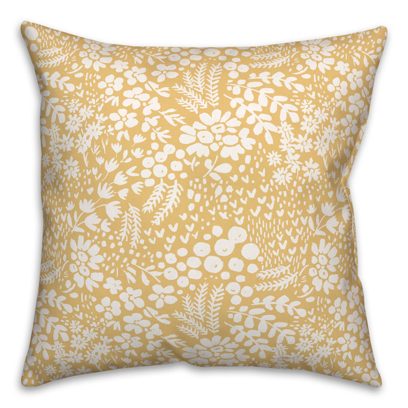 Coussin Floral, Jaune