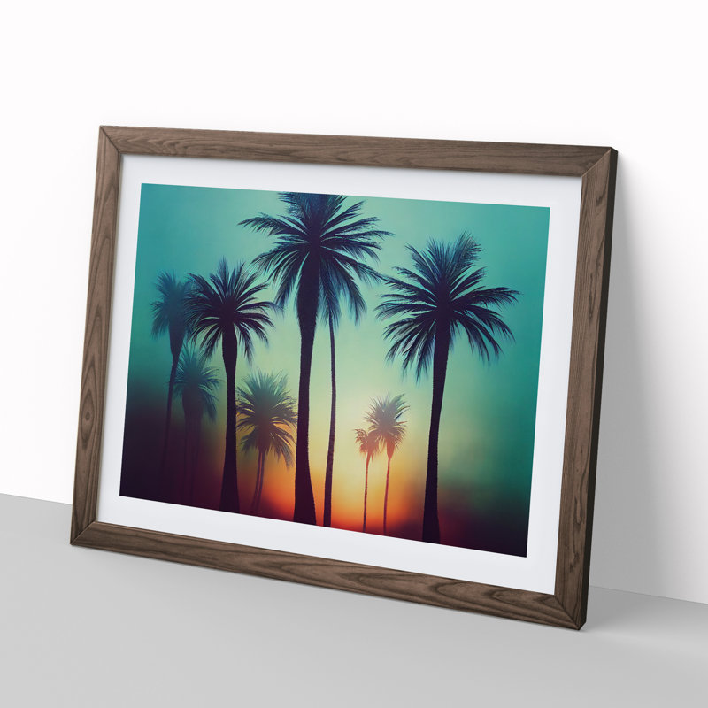 Delicious Palm Trees 1 Piece Single Picture Frame Painting, 34cm H x 46cm W x 2cm D, Walnut