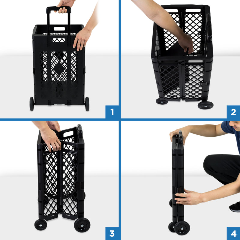Mount-It! Rolling Mesh Utility Cart, 55 Lbs. Capacity Trolley Cart with Telescoping Handle & Wheels