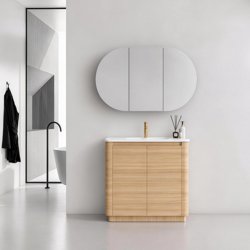 Meuble-lavabo autoportant Pebble, American White Oak, 36"