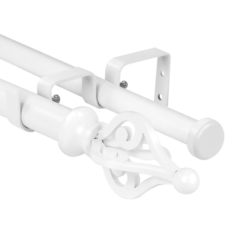 Tringle à rideaux double Mullane, Blanc, H 1 po x l 48 po x P 1 po