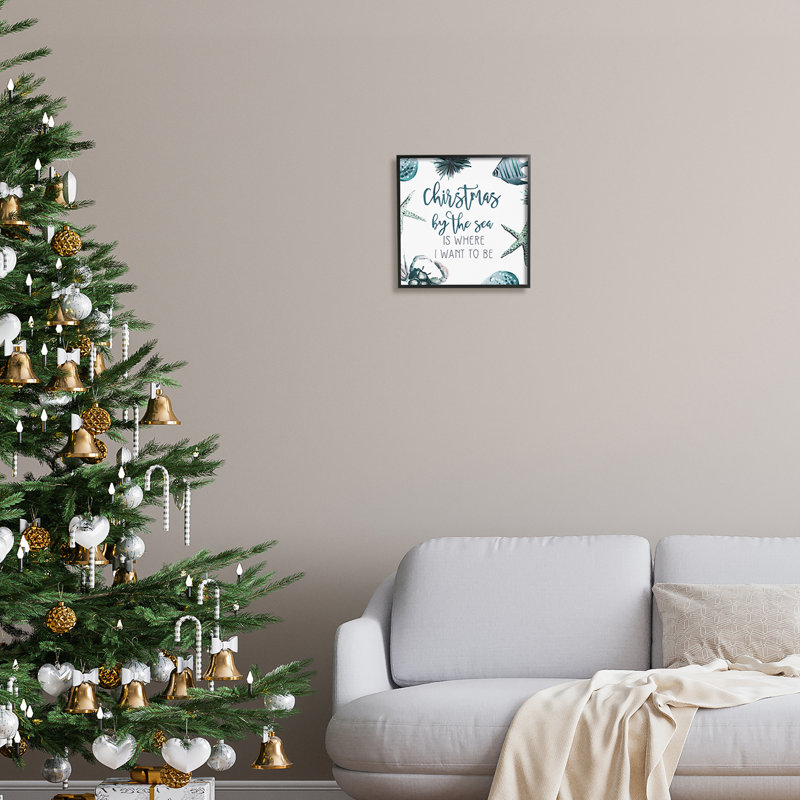 Noël nautique par Ziwei Li, Giclée encadrée noir minuit, H 12 po x l 12 po