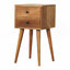 Mini table de chevet en bois massif, 2 tiroirs, chêne-brun clair