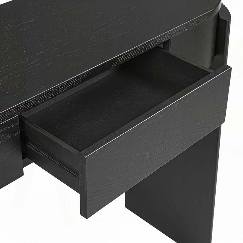 Console en bois naturel avec motif cannelé, Noir