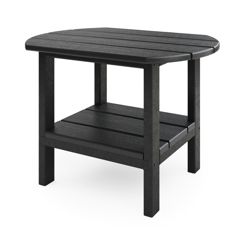 Table d'appoint ovale d'extérieur Ippolito, Noir, Noir