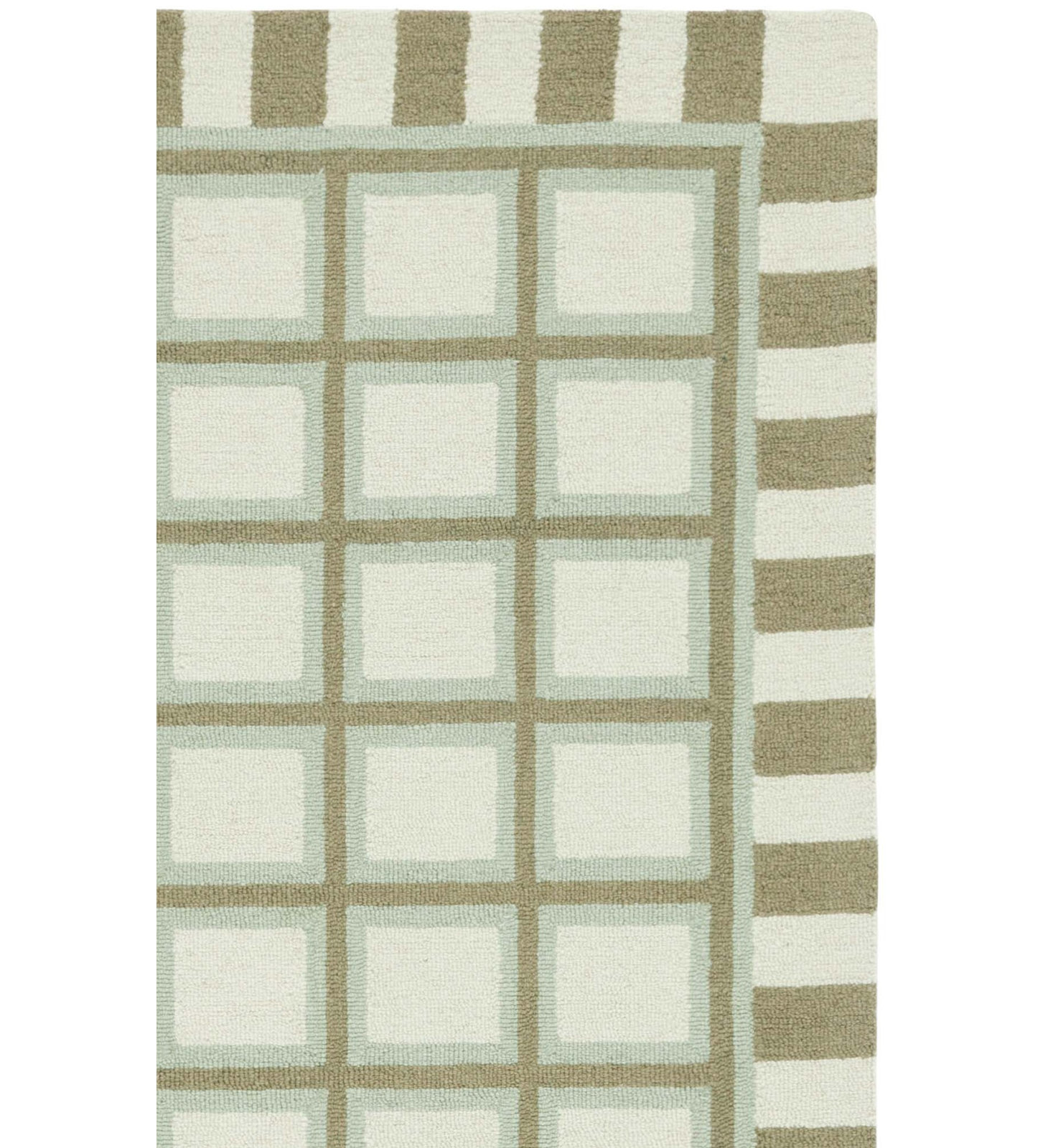 Green Ivory Hand-Tufted Wool Geometric Rug, Rectangle 8' x 10'