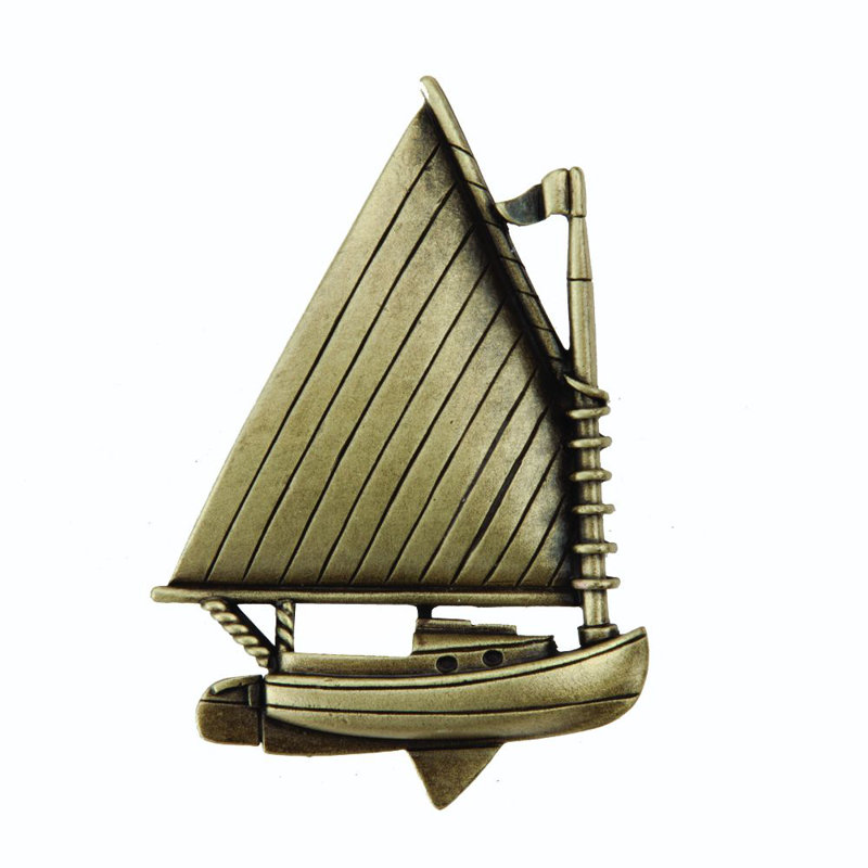 Antique Brass 2" Catboat Cabinet Knob with Mounting Hardware