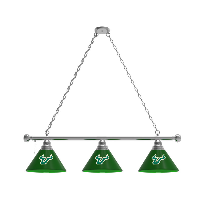 3 - Light Pool Table Lights Pendant, Chrome, South Florida Bulls