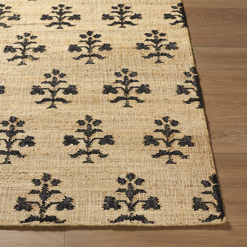 Moroccan Hand Woven Area Rug, Rectangle 153 x 219 cm, Beige/Charcoal