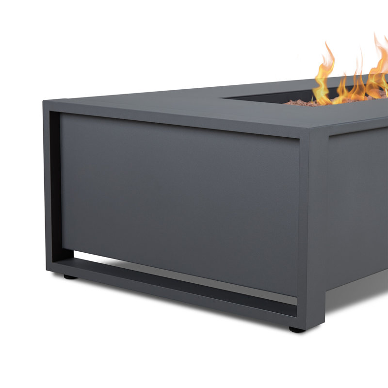 KEENAN 14.5" H x 52" W Aluminum Propane Outdoor Fire Pit Table, Glacier Gray