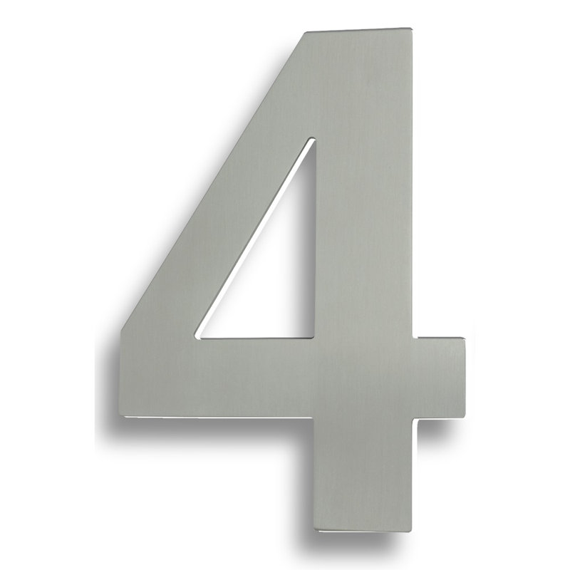 Colindale 18cm H Stainless Steel House Number, Polished Stainless Steel, 4