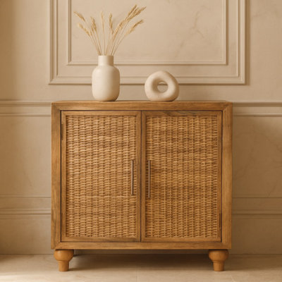 Rattan Oak 2-door Cabinet