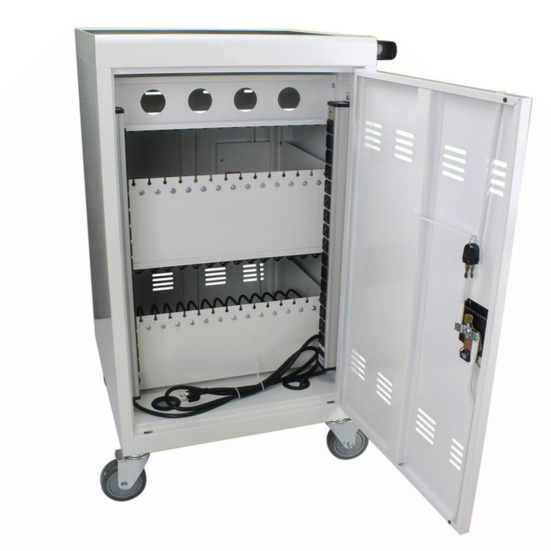 Station de charge mobile 30 + 2Bay pour tablette Chromebook et ordinateur portable avec multiprise incluse, Blanc