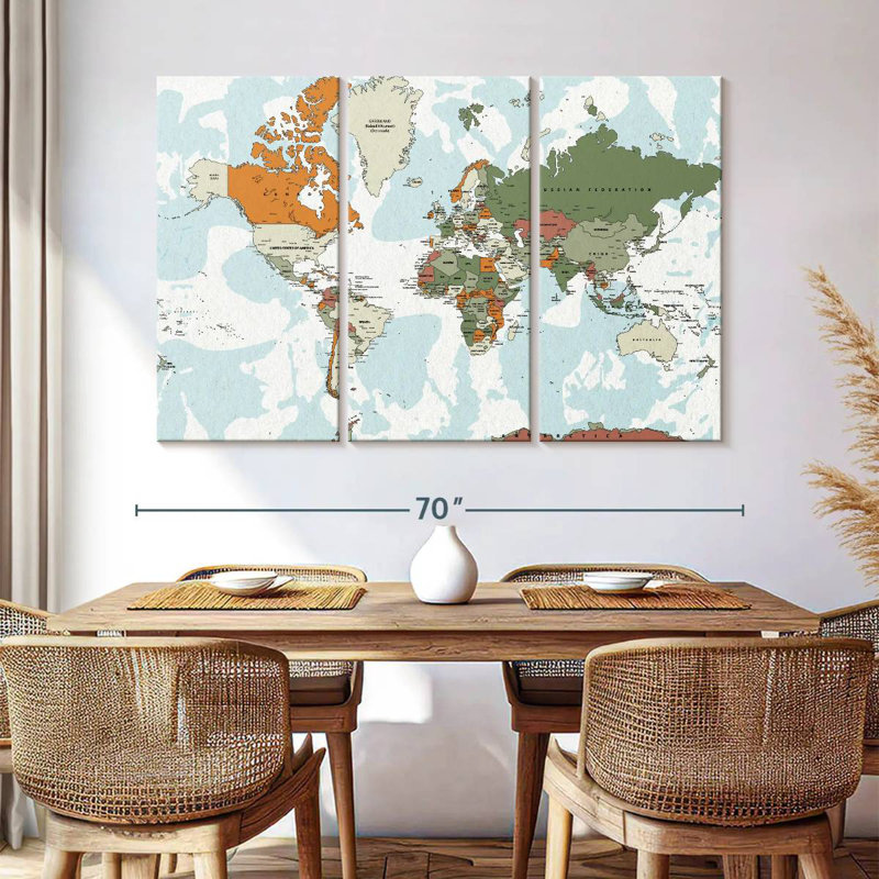 Educational World Map VI, 42" H x 65" W