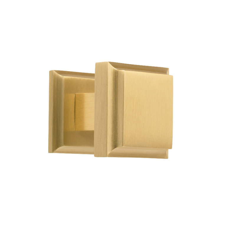 Alhambra Square Knob, Brushed Brass, 1.26" H x 1.25" W x 1.25" D