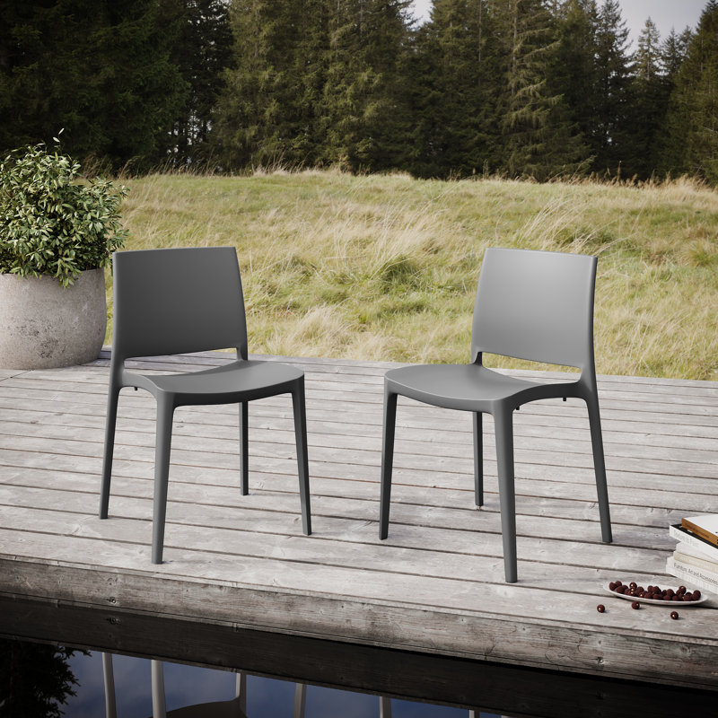 Chaise d'appoint empilable Auni, Gris foncé
