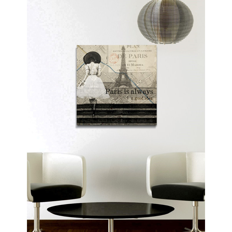 Paris est toujours une bonne idée - reproduction de publicité sur toile tendue, H 40 po x l 40 po x P 1,5 po