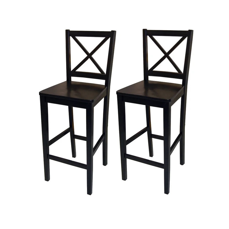 Tabouret de bar et de comptoir Aquila, Tabouret de comptoir (siège d'une hauteur de 24 p, Siège noir / cadre noir