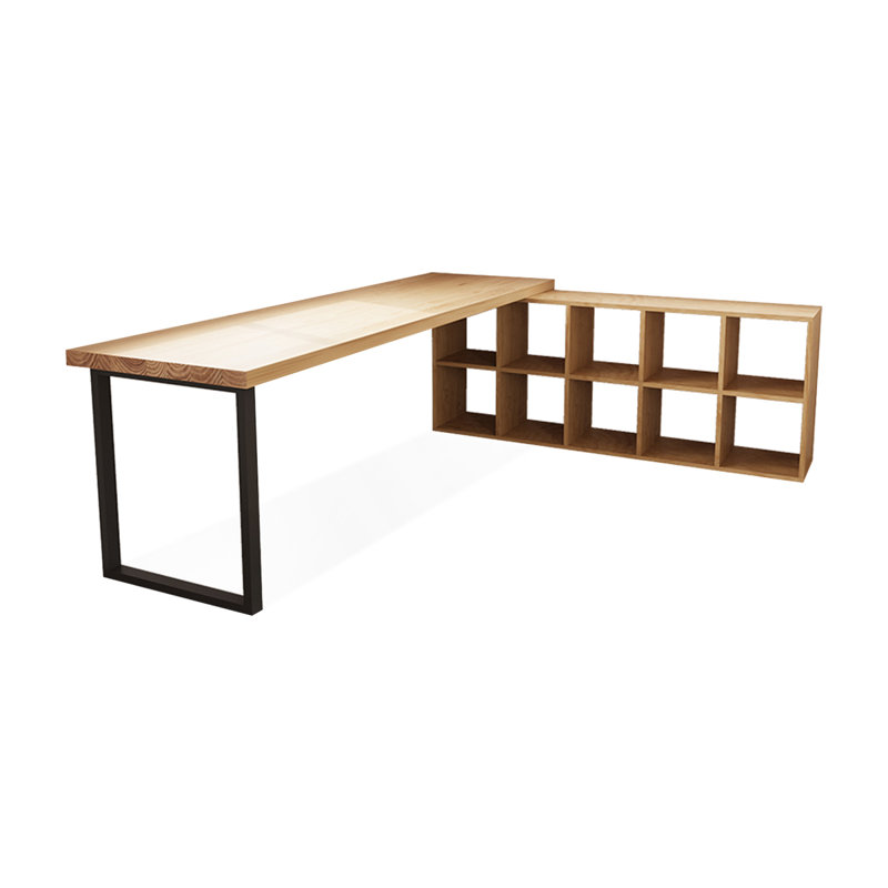 Bureaux en bois massif en L Burlywood, Retour à droite, H 29,53 po x l 94,49 po x P 23,62 po