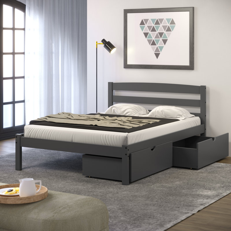 Lit double pour enfant Heera, Gris foncé