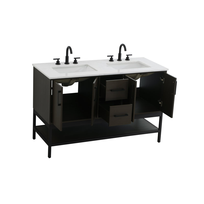 Meuble-lavabo double 54 po, Brun moka