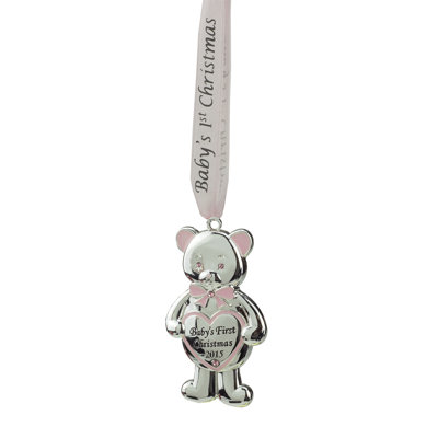 3.25" Baby's First Christmas 2015" Bear Hanging Ornament