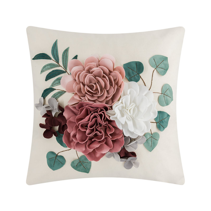  Reversible Throw Pillow, 18"H x 18"W, Square, Pink