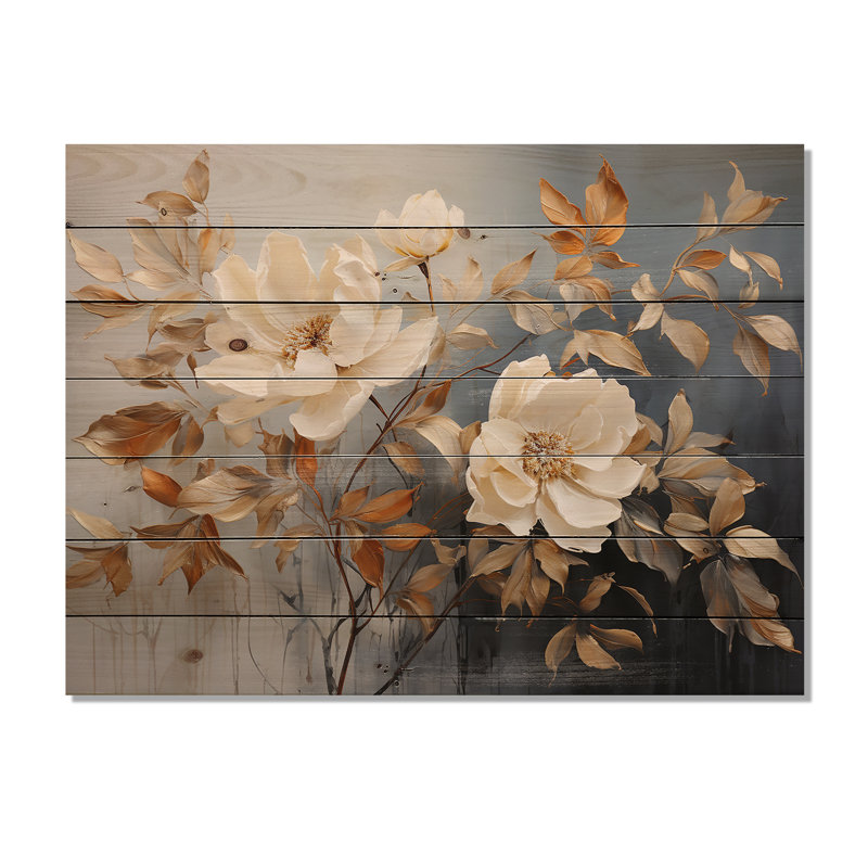 Botanicals bleus bleus II sur bois, H 30 po x l 40 po x P 0,78 po