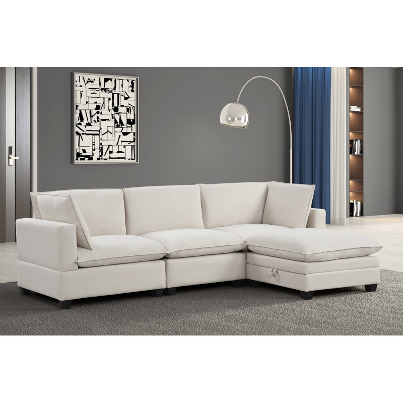 Canapé modulaire en velours Cloud2, Cream Fabric