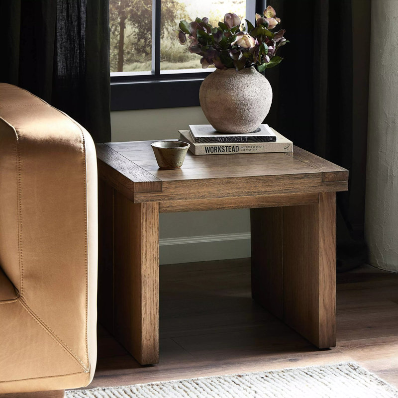 WARBY Solid Wood End Table, Black